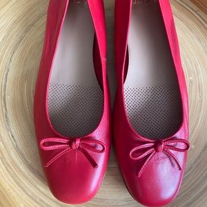 Unisa Red Leather Ballet Flat Shoe